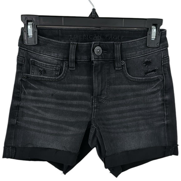 American Eagle Outfitters Pants - American Eagle Outfitters Black Dream Short cuffed denim shorts size 00